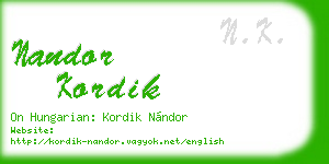nandor kordik business card