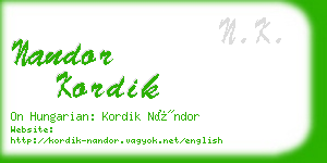 nandor kordik business card